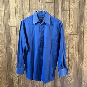 Kenneth Cole New York Mens Royal Blue Long Sleeve Dress Shirt Large